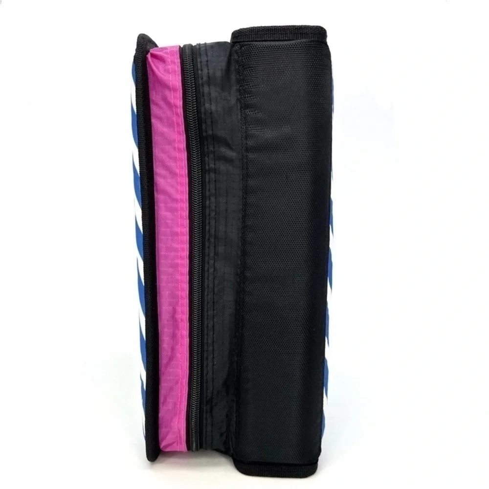 Case-It “The Z” Dual Three Ring Zip Binder Blue & White Chevron Handle Strap NWT